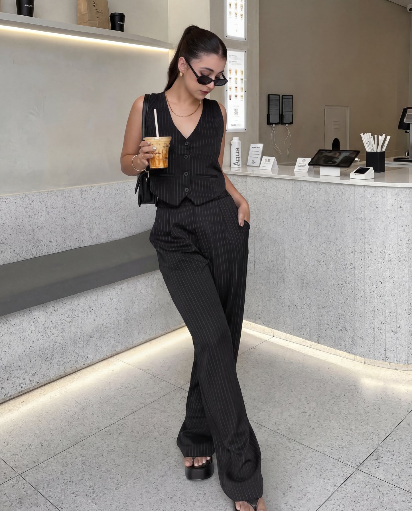Pinstripes Vest And Pant Co-Ord Set