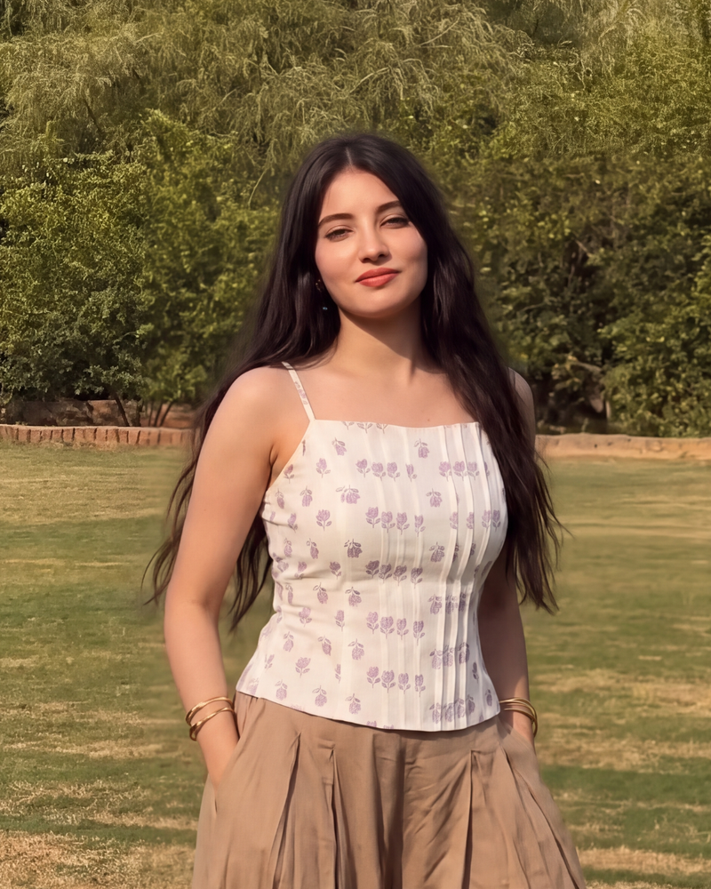 Block Print Pintuck Cami Top