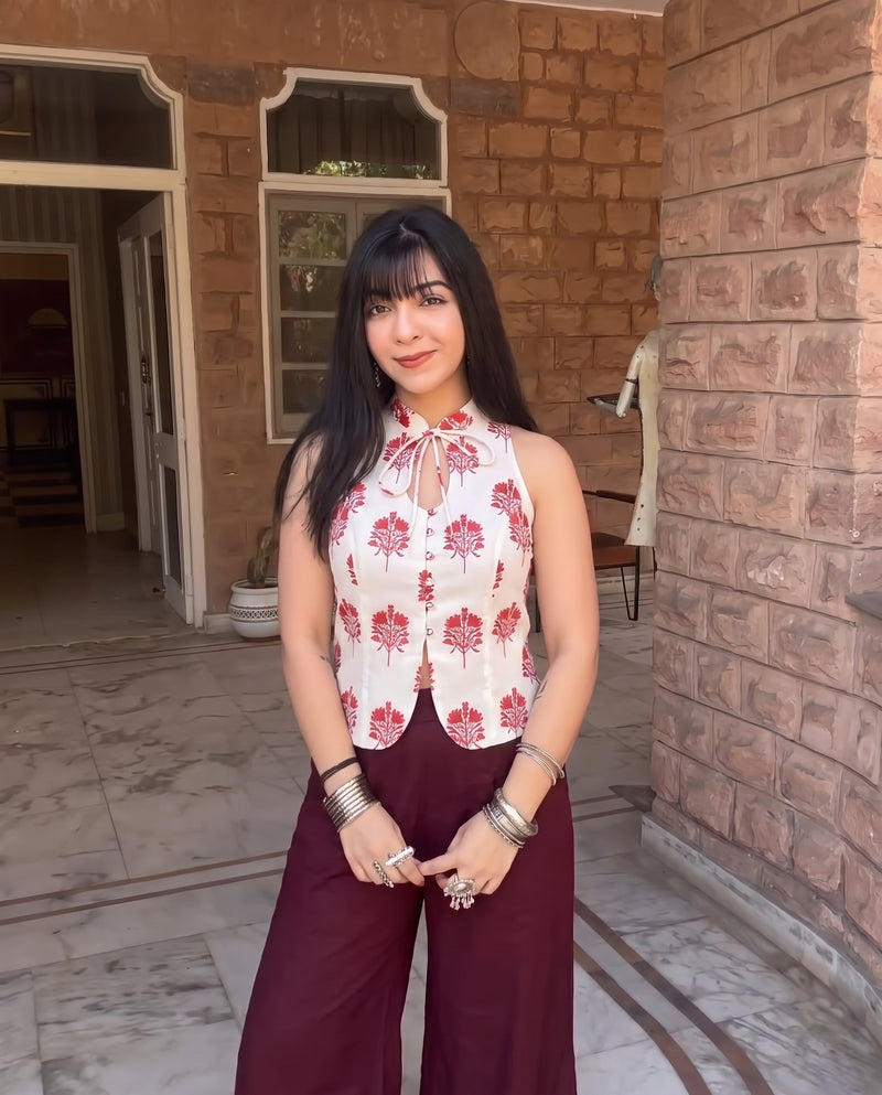 Shweta White Keyhole Top