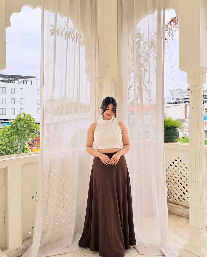 Brown A Line Maxi Skirt