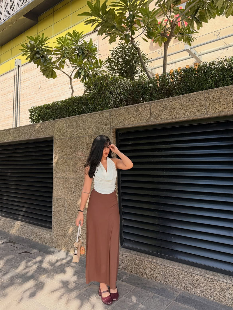 Brown A Line Maxi Skirt