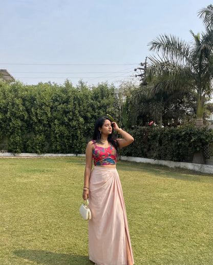 Abstract Bustier Top and Pleated Skirt Coord Set