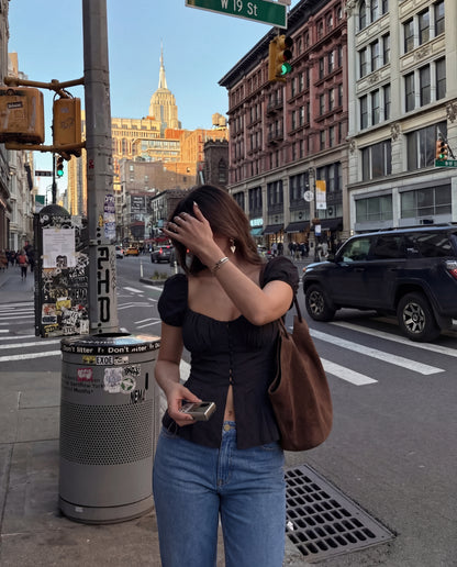 Ruched Bustier Pleated Hem Top In Black
