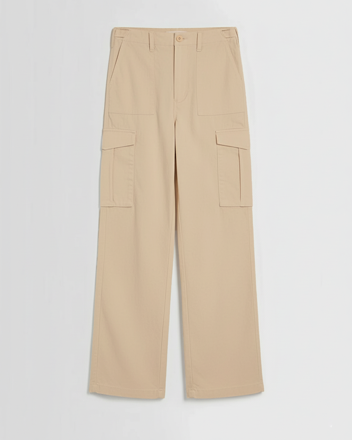 Beige Wide Leg Adjustable Cargo