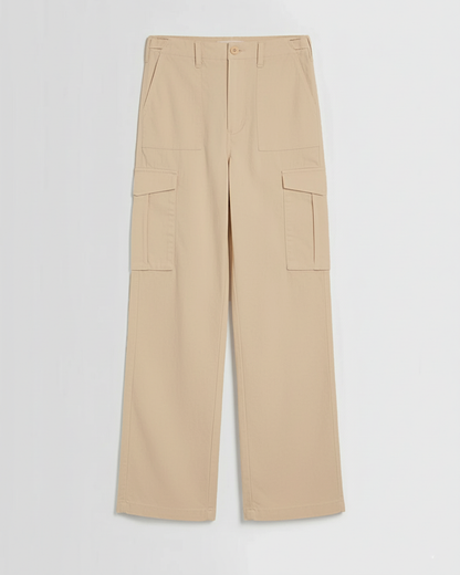 Beige Wide Leg Adjustable Cargo