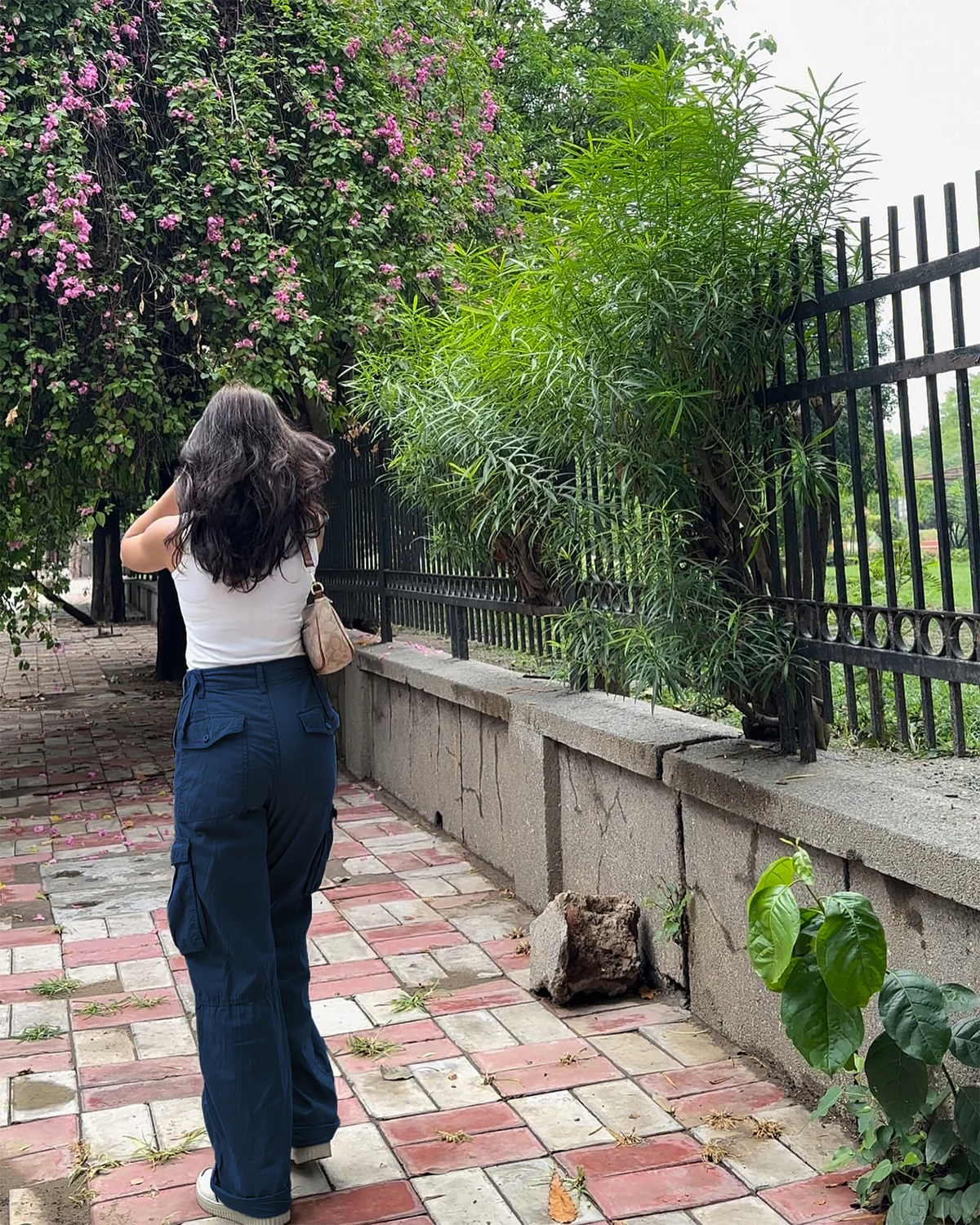 Navy Blue Wide Leg Adjustable Cargo