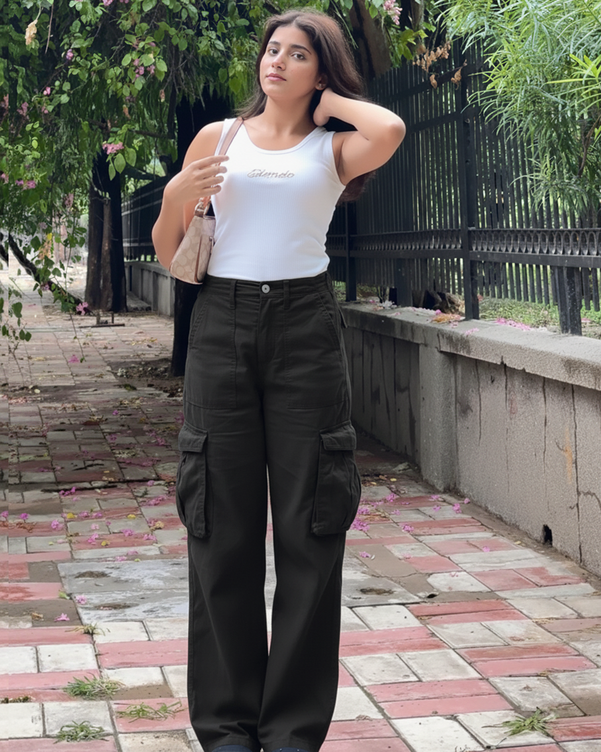 Black Wide Leg Adjustable Cargo