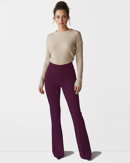 BOOT CUT PINTUCK TROUSER,Color: Wine
Fabric: 95% poly 5% spandex
Length: Full length(41")
Fit: Skinny Fit
Waist: High Rise 
No. of Pockets: 2
Print: Solid,trousers,bottomwear,trousers,casual,stretchable,polyester, spandex,wine, maroon,flared fit,bootcut,full length,flared,high rise,24090002GG, OY993