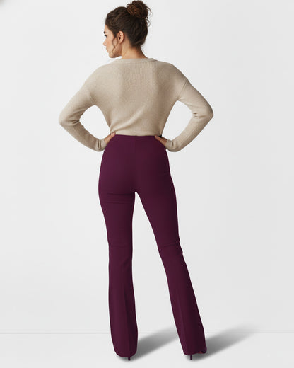 BOOT CUT PINTUCK TROUSER,Color: Wine
Fabric: 95% poly 5% spandex
Length: Full length(41")
Fit: Skinny Fit
Waist: High Rise 
No. of Pockets: 2
Print: Solid,trousers,bottomwear,trousers,casual,stretchable,polyester, spandex,wine, maroon,flared fit,bootcut,full length,flared,high rise,24090002GG, OY993