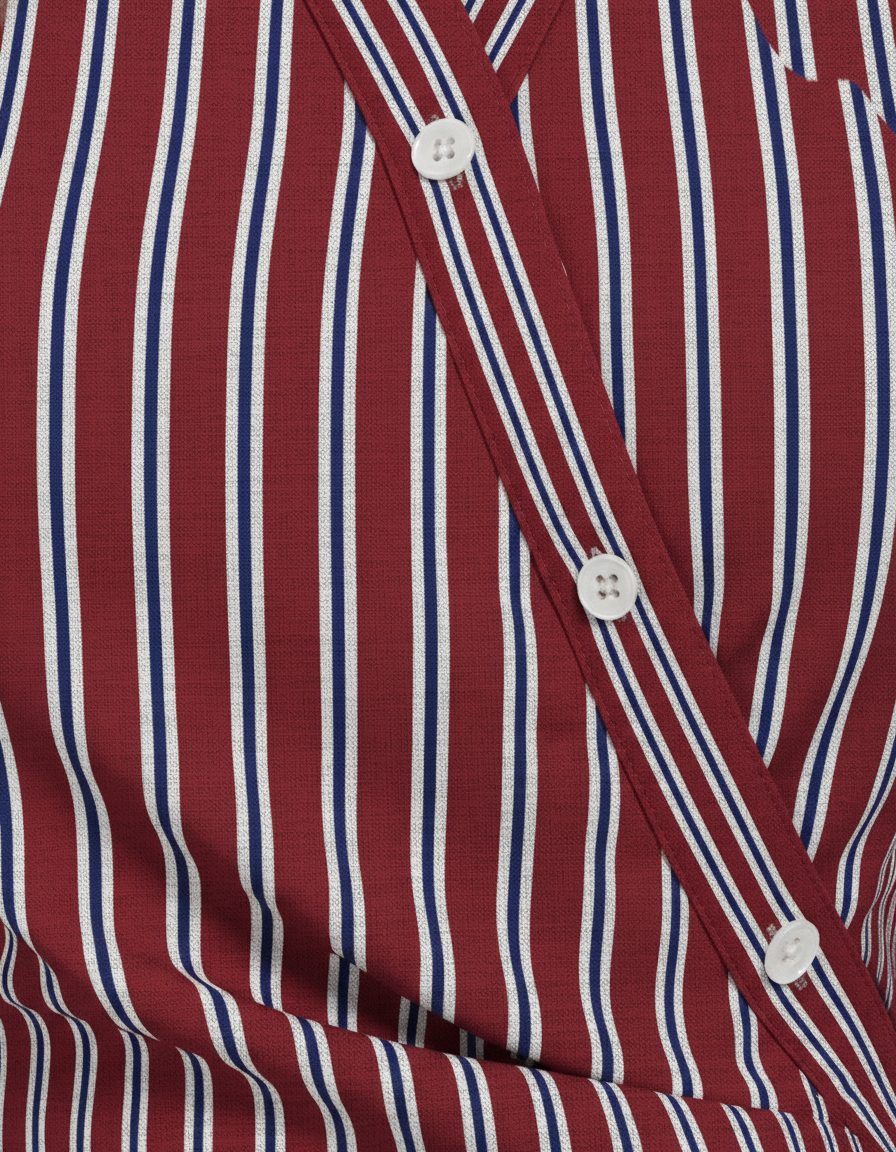 Red Stripe Asymmetric Hem Shirt