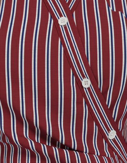 Red Stripe Asymmetric Hem Shirt