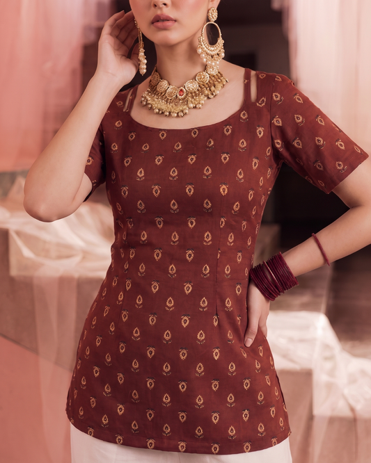Kesar Halter Neck Corset Kurti