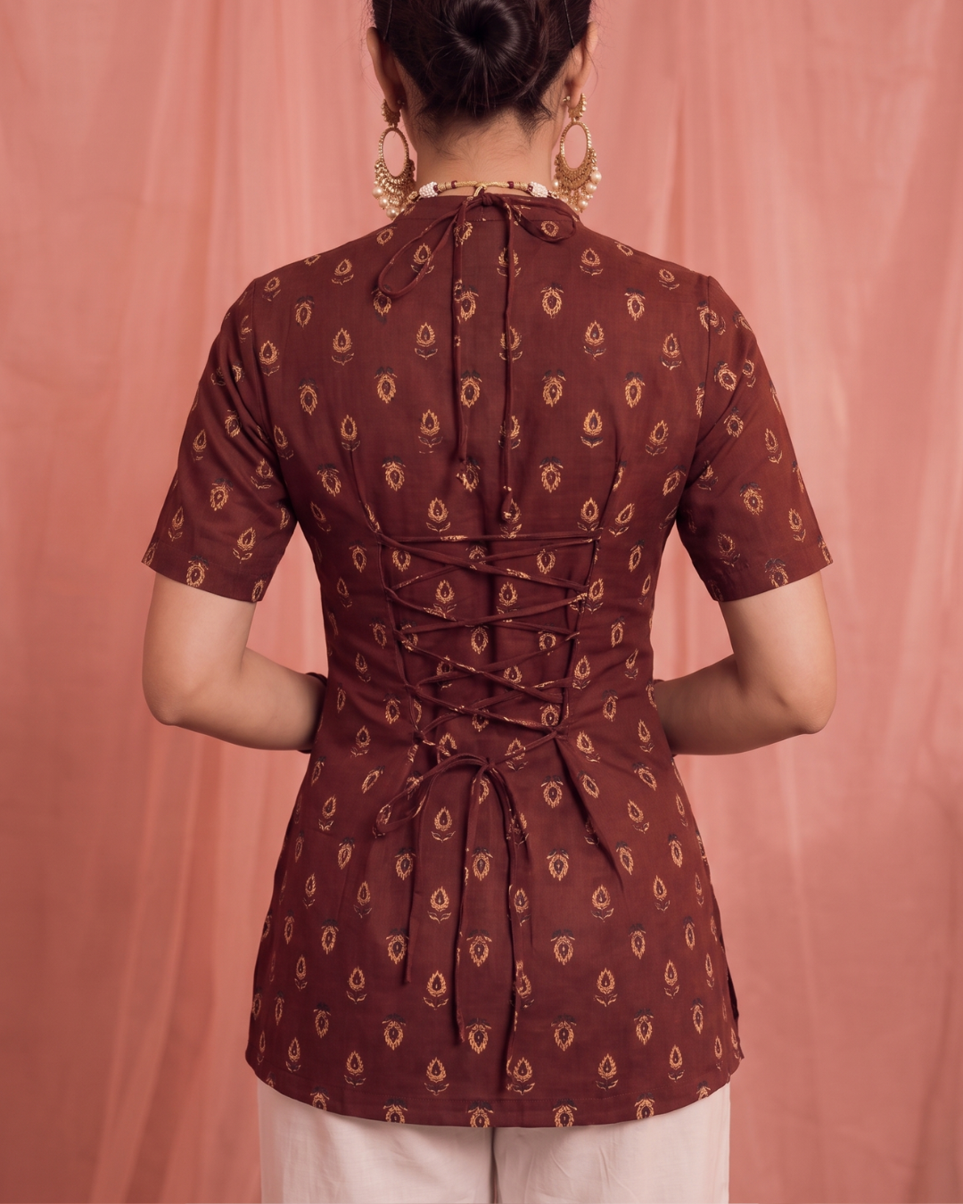 Kesar Halter Neck Corset Kurti