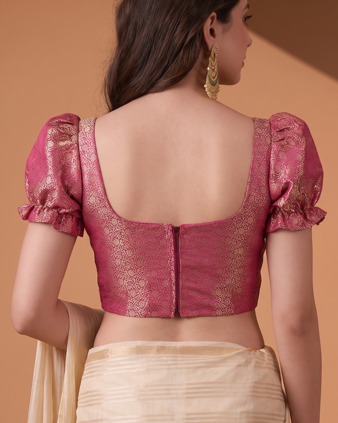 Paro Puff Sleeve Brocade Corset Blouse