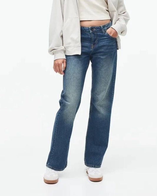 WASHED STRAIGHT JEANS,bottomwear, casual, dark blue, denim, full length, jeans, mid rise, straight fit, streetwear, summer, woven,straight-fit-dark-blue-jeans,Length - Full length Waist - Mid-rise waist Fit - Straight fit Color - Dark blueNo. of Pockets - 4Material - DenimLength - 41"Closure - Zip &amp; button Detail - Whisker wash