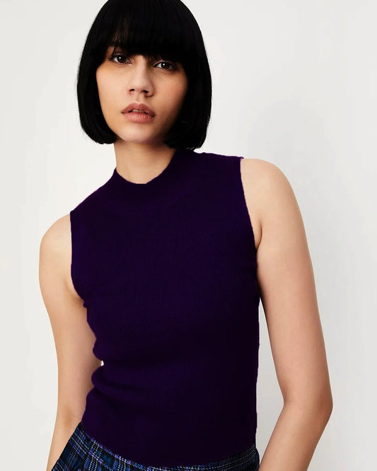 HIGH NECK TOP,black, bodycon, cotton, cream, crop, high neck, knitted, pastel purple, purple, ribbed, sleeveless, stretchable, tank tops, tops, topwear, viscose,regular-fit-high-neck-top-navyblue,Neck - High neckSleeve - SleevelessFit - Regular fitPrint/Pattern - SolidColor - Navy BlueMaterial - Viscose