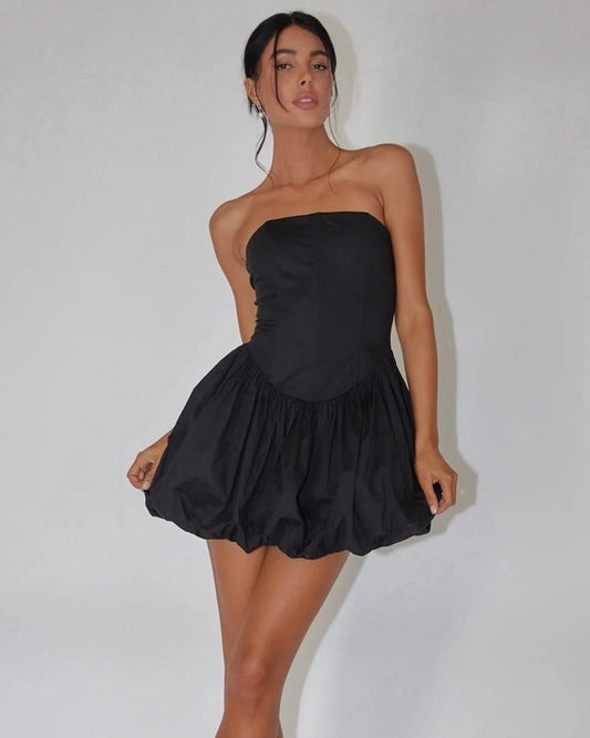 BUBBLE HEM BANDEAU DRESS,bandeau, black, bubble, dresses, glam, mini, off shoulder neck, party, poplin, sleeveless, slim fit, soft girl, solid, summer, woven,bubble-hem-bandeau-dress,Color- Black
Fabric- Poplin
Type- Bandeau
Fit- Slim Fit
Length- Mini
Neck- Off Shoulder Neck
Hem- Bubble Hem
Closure- Zip
Print- Solid
Details- Gathers