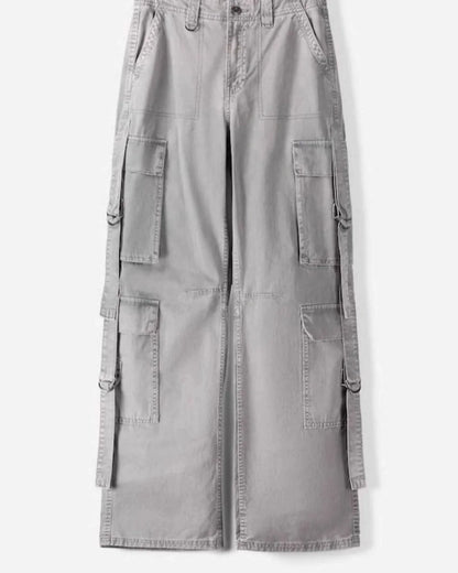 UNISEX MULTI POCKET CARGO,bottomwear, cargos, casual, cotton twill, flap pocket, full length, high rise, multi pocket, sliver grey, straight fit, streetwear, summer, woven,unisex-wide-cargo-trousers-copy,Length- Full lengthWaist- High WaistFit- Wide LegColor- Silver GreyNo.of Pockets- 6Closure- Zip &amp; Button