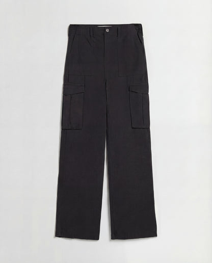 Black Wide Leg Adjustable Cargo