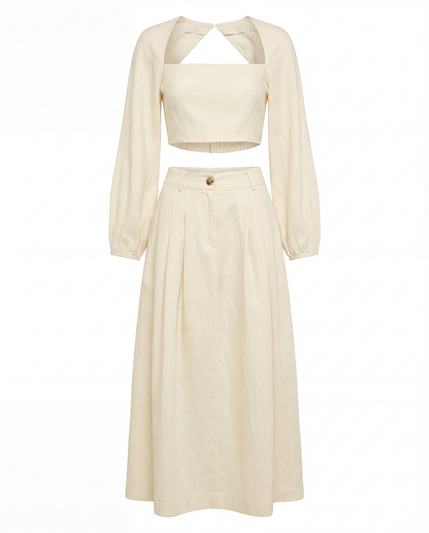 Ivory Co-Ord Set With Billowy Silhouette