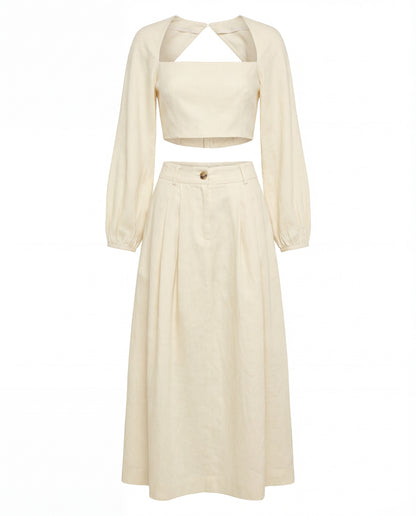 Ivory Co-Ord Set With Billowy Silhouette