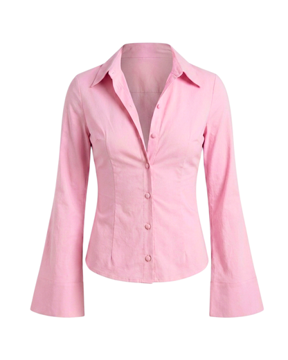 Pink Flared Sleeves Shirt
