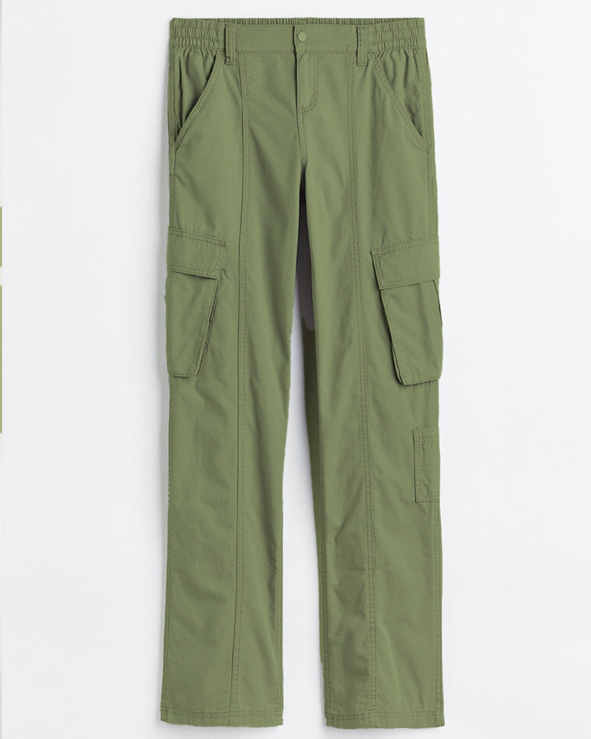 MID RISE STRAIGHT FIT CARGO,bottomwear, cargos, casual, cotton, full length, high rise, olive green, straight fit, streetwear, summer, utility pocket, woven,cargo-wide-leg-trouser-1-green,Length - Full length Waist - Mid-rise waist Fit - Wide leg fit Color - GreenNo. of Pockets - 4Material - Cotton BlendClosure - Zip, button, 24020062AB, OY1230