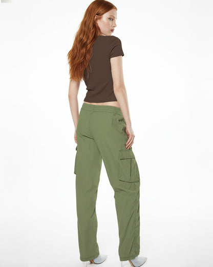 MID RISE STRAIGHT FIT CARGO,bottomwear, cargos, casual, cotton, full length, high rise, olive green, straight fit, streetwear, summer, utility pocket, woven,cargo-wide-leg-trouser-1-green,Length - Full length Waist - Mid-rise waist Fit - Wide leg fit Color - GreenNo. of Pockets - 4Material - Cotton BlendClosure - Zip, button, 24020062AB, OY1230