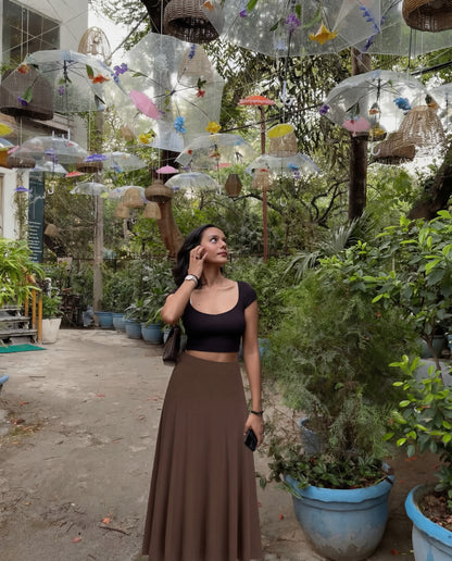 Flared A Line Maxi Skirt