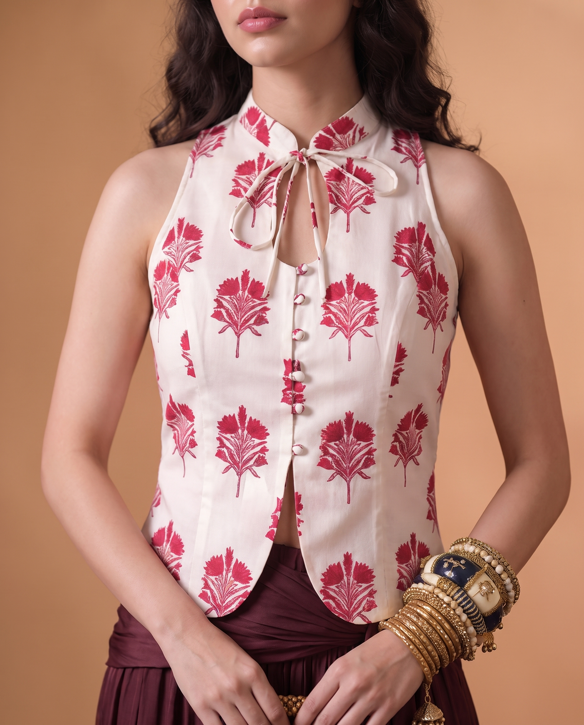 Shweta White Keyhole Top