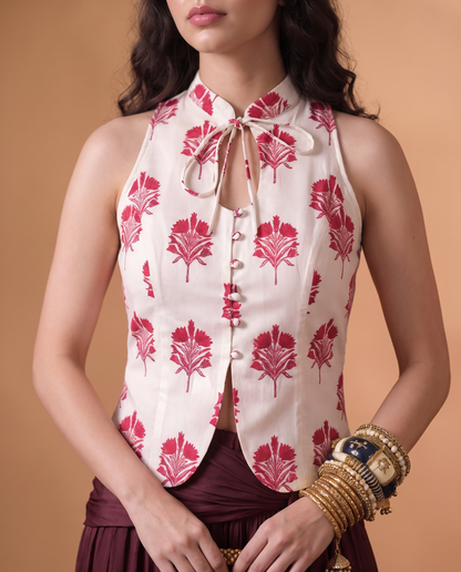 Shweta White Keyhole Top