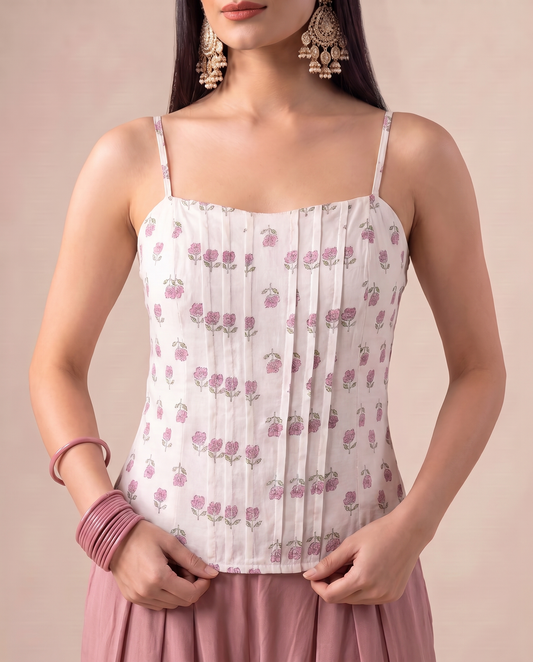 Block Print Pintuck Cami Top