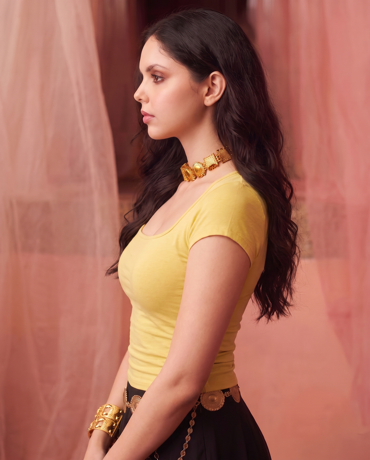 Butter Yellow Square neck Ribbed Top