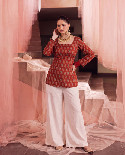 Myra Paisley Print Flared Sleeve Corset Kurti