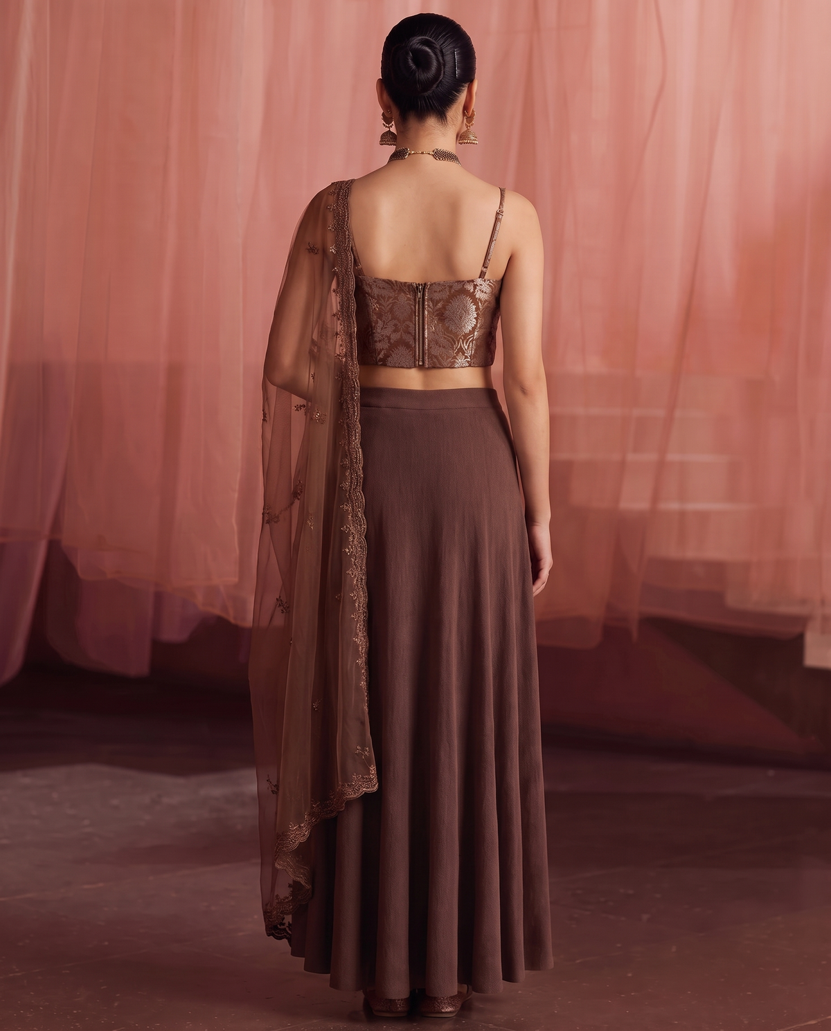 Brown A Line Maxi Skirt