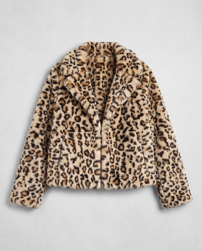 Leopard Print Faux Fur Coat – Beige