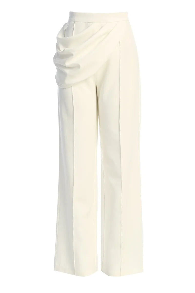 bottomwear,trousers,casual,gen z,gathered,white,wide leg fit,wide leg,full length,straight hem,high rise OY2050, 25110057GG