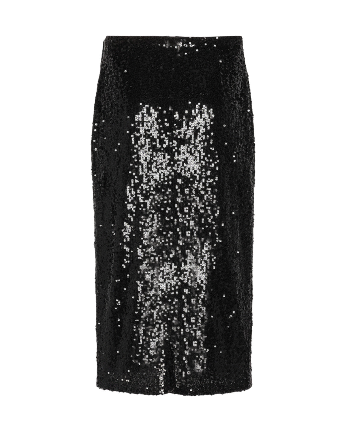 Black Sequin Side Slit Skirt