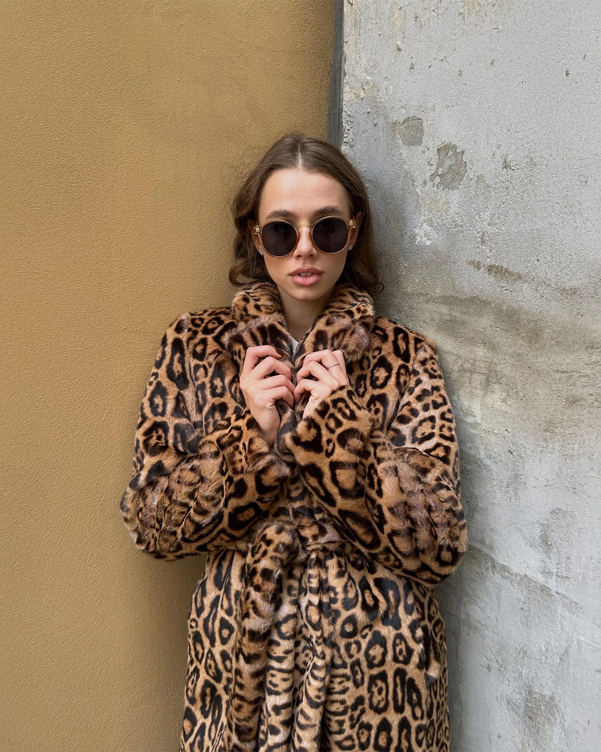 Vintage Leopard Print Fur Coat with Fur Belt – Oyela