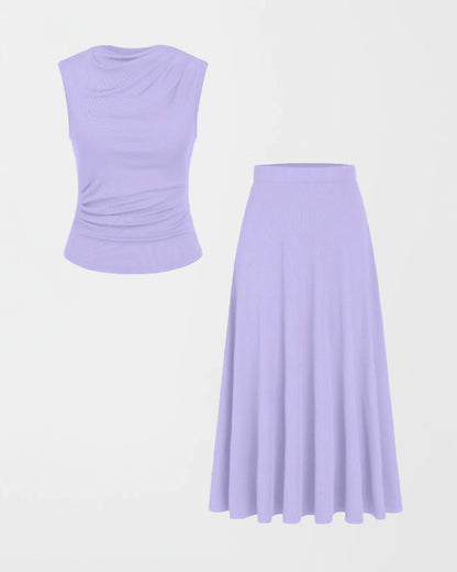 coord sets,sets,vacation, outdoor events,beach, minimal, soft girl, summer, timeless,knitted, stretchable,ribbed,lavender,solid,slim fit,fitted,regular length,cowl neck,sleeveless, coord sets,skirts,casual,summer, streetwear,knitted, stretchable,ribbed,Lavender,relaxed fit,ankle length,high rise
25010068GG, OY305