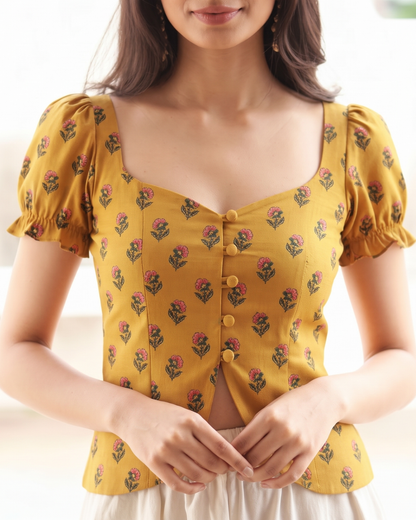 Floral Print Tulip Hem Corset Top