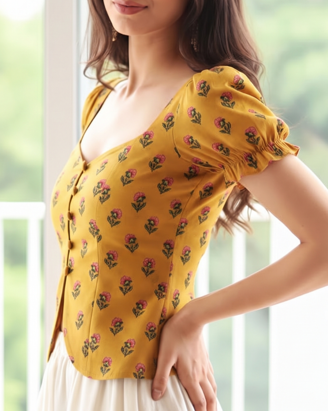Floral Print Tulip Hem Corset Top