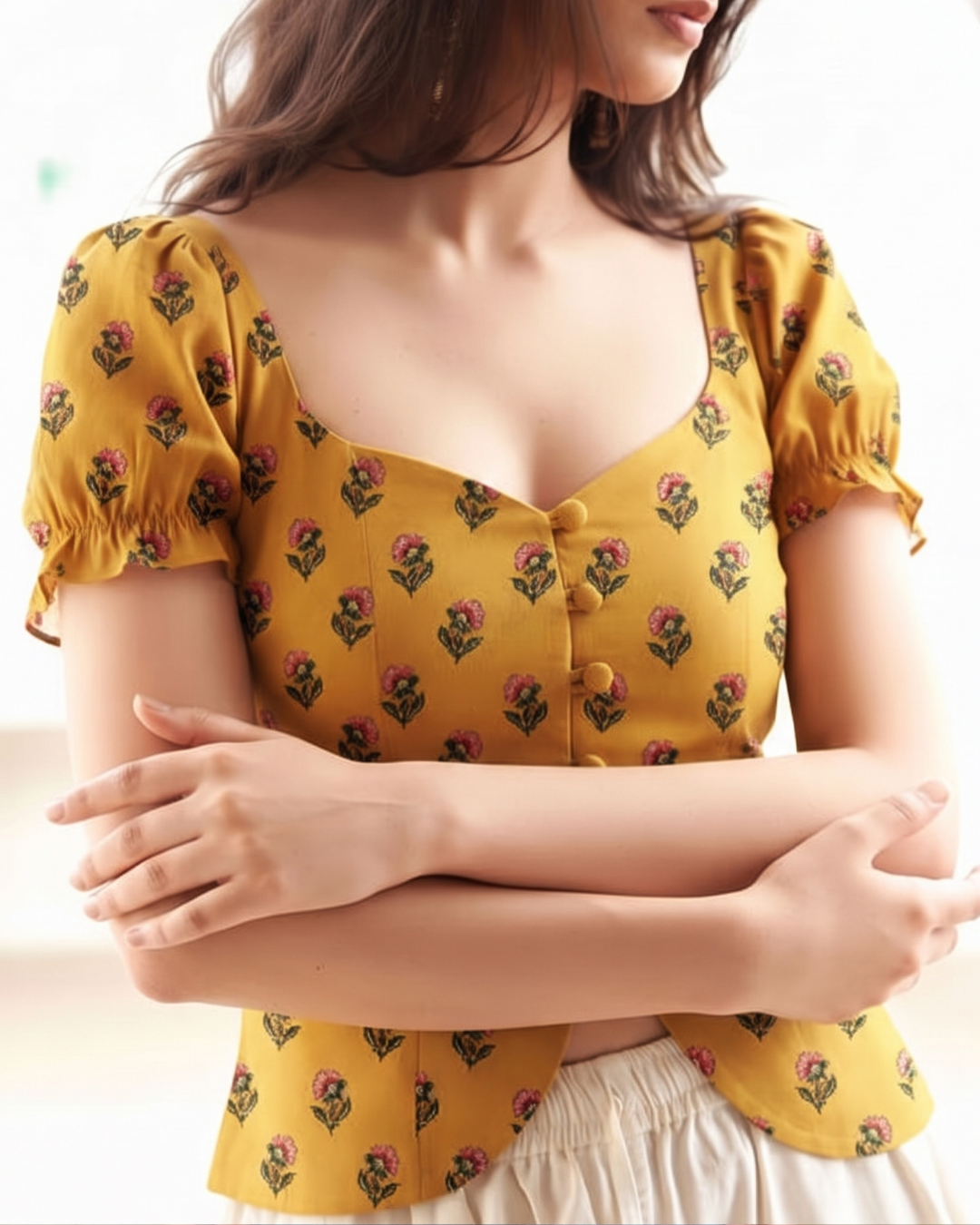 Floral Print Tulip Hem Corset Top