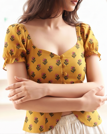 Floral Print Tulip Hem Corset Top