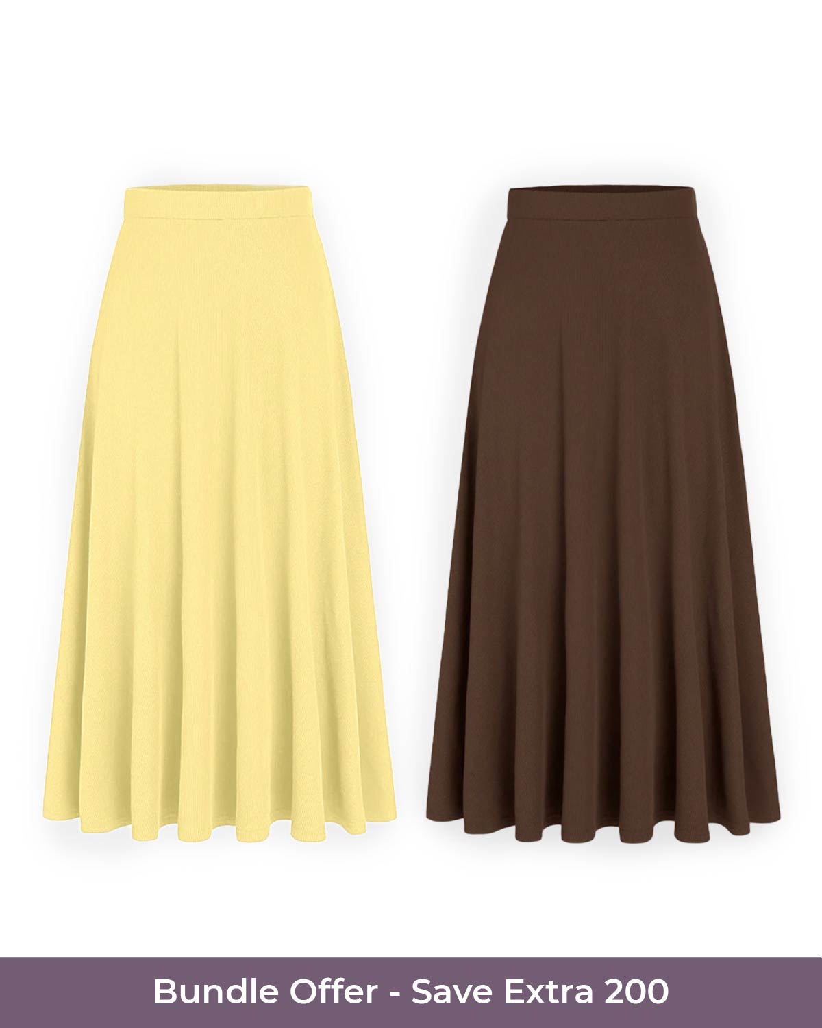 skirts,casual,summer, streetwear,knitted, stretchable,ribbed,Lemon Yellow,brown,relaxed fit,ankle length,high rise,combo,bundle,25050005BU