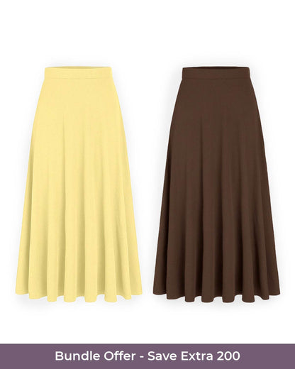 skirts,casual,summer, streetwear,knitted, stretchable,ribbed,Lemon Yellow,brown,relaxed fit,ankle length,high rise,combo,bundle,25050005BU