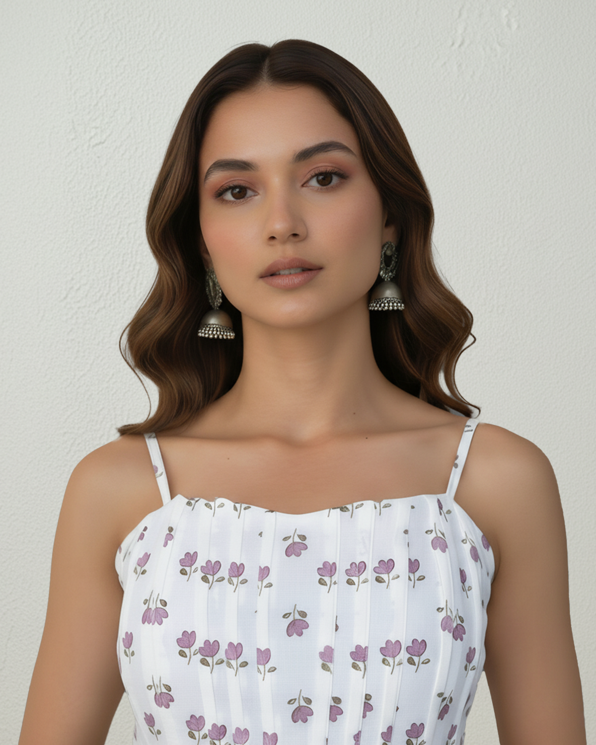 topwear,tops,ethnic, indo-western,ethnic wear, festive wear, indian wear, summer, casual,woven,poly cambric,printed,white,floral print,panelling,zipper,skinny fit,slim fit top,waist length,straight hem,sweetheart neck,shoulder strap,no sleeves,sleeveless, OY3009, 25070049GG