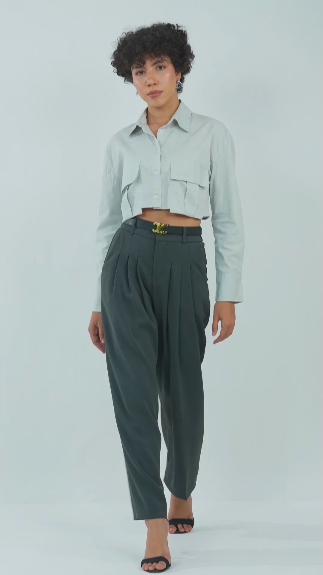 Pant 1 Color: OliveFabric: Moss CrepeFit: Relaxed FitLength: 41 inches waist: High RiseClosure: Zip & ButtonNo. of Pockets: 2Print: SolidDetail: PleatedPant 2Color: GreyFabric: Moss CrepeFit: Relaxed FitLength: 40 inches Waist: High RiseClosure: Zip & ButtonNo. of Pockets: 2Print: SolidDetail: Pleated Wide Leg 