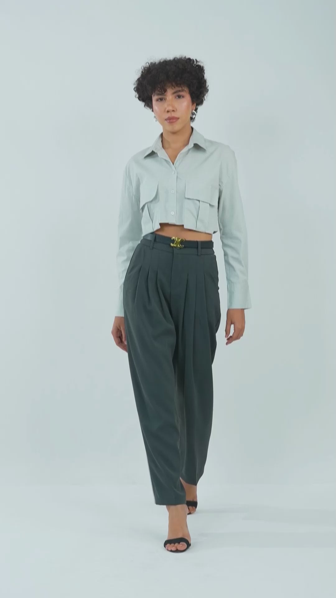 flap-pocket-crop-shirt-grey,FLAP POCKET CROP SHIRT,topwear,shirts,casual,streetwear,woven,poplin,grey,stripes,flap pocket, utility pocket,relaxed fit,crop,shirt collar,long sleeves