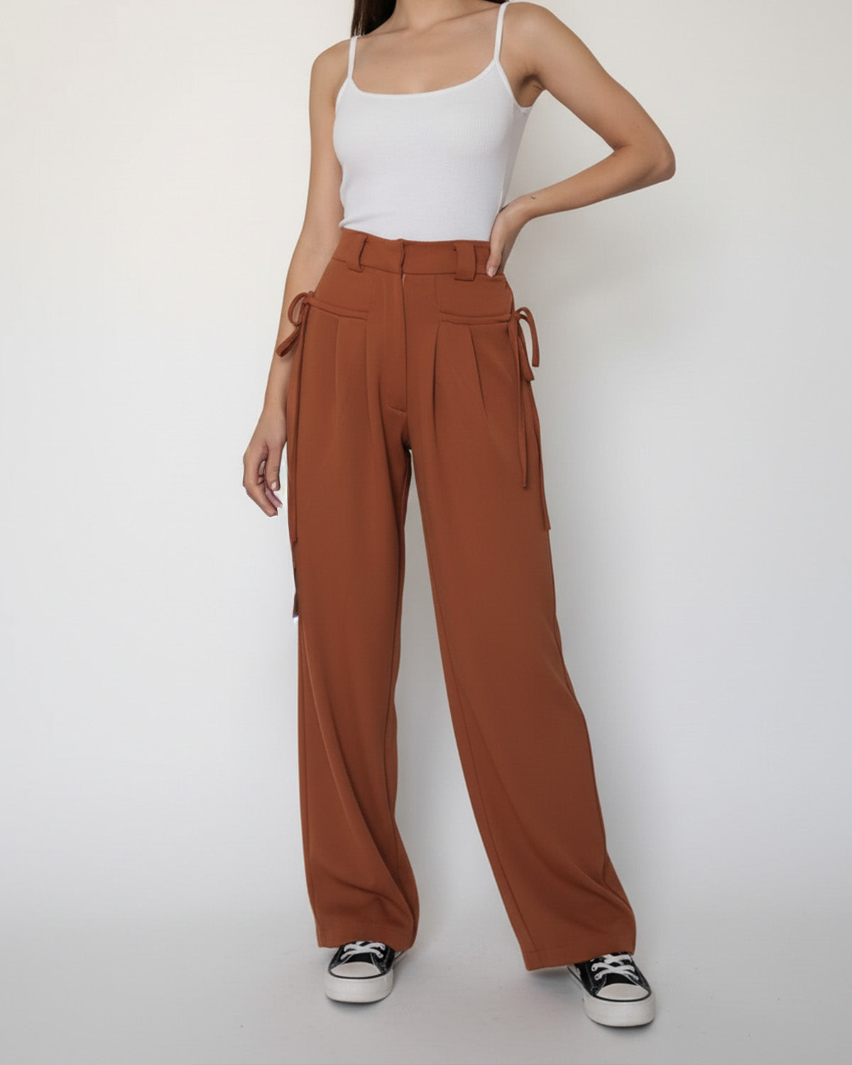 Drawstring Accent Pleated Trousers – Oyela